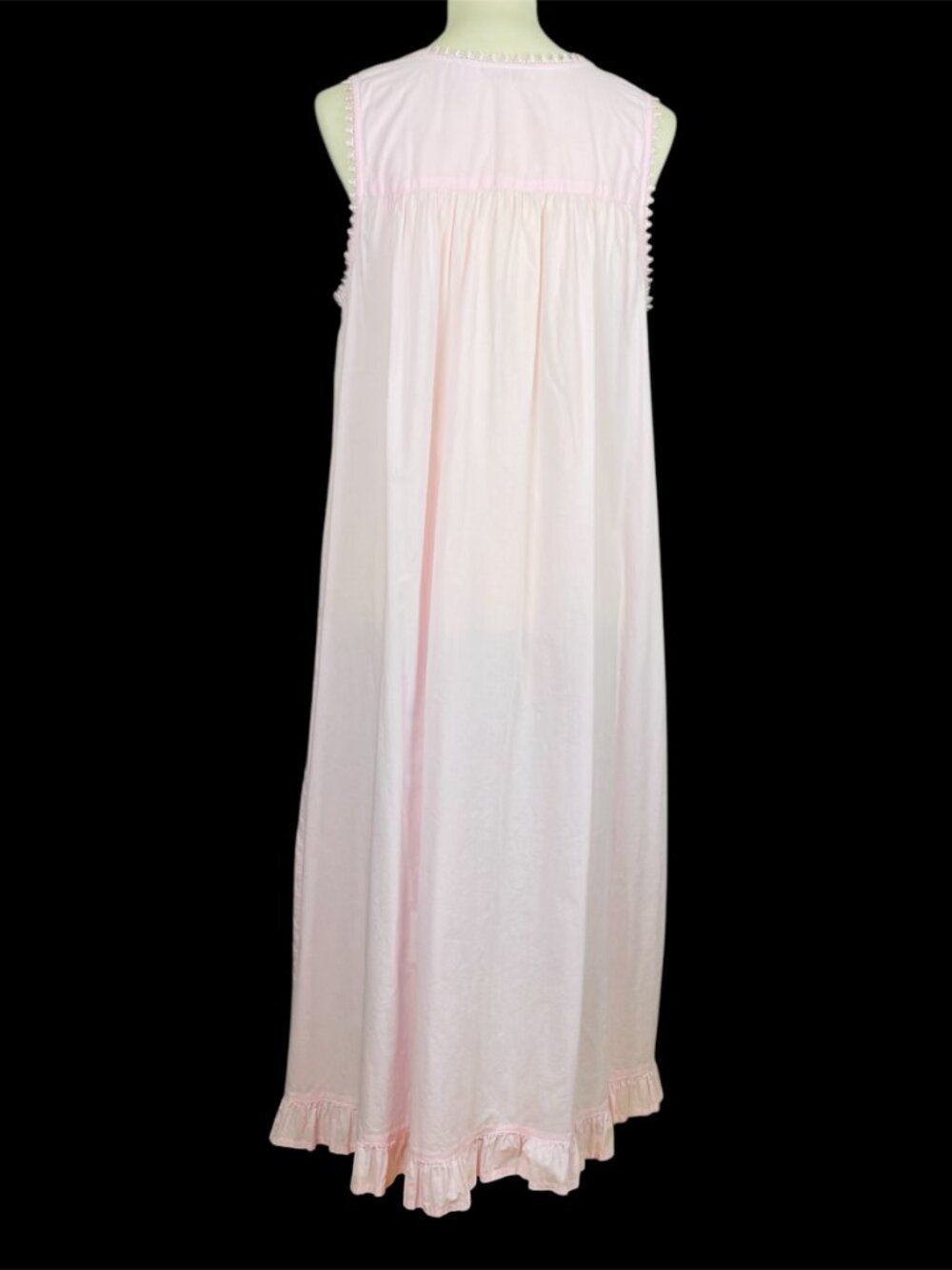 Adonna Summer Nightgown Sz L Rose Cotton Embroidered Ruffle Lace Cottagecore - Picture 4 of 7